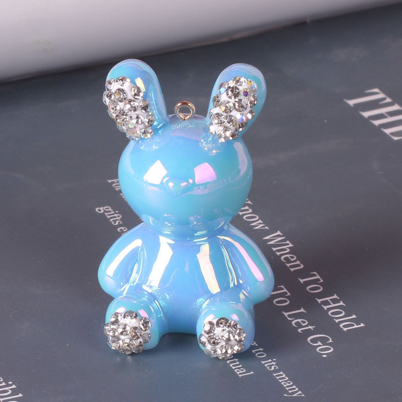 Accesorios de joyería de bricolaje artesanía de resina de dibujos animados galvanoplastia animal lindo conejito llavero colgante decoración de diamantes image 6