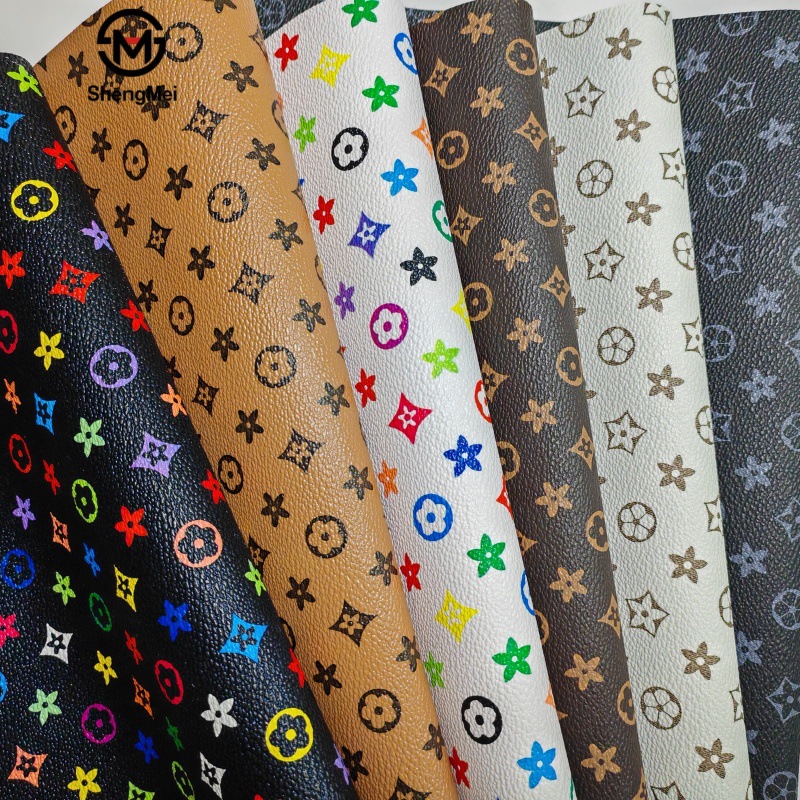 设计师品牌五角星小花字母复古印花PVC皮革 箱包手机壳装饰宠物绳