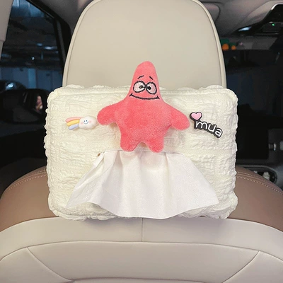 box creative decoration, Car tissue box/set - puff-white-tissue-box-paida-star-rainbow-clouds-mua
