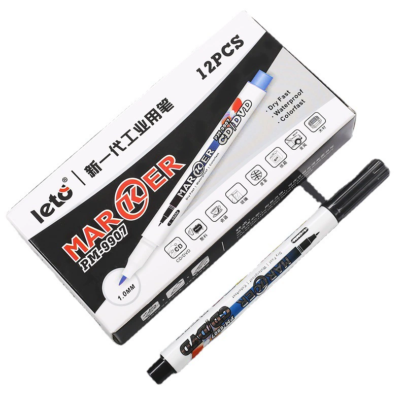 乐途 Oily marker small single-head marker thin-head hook pen industrial CD pen waterproof marker