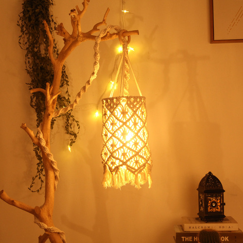 Nordic ins chandelier Bohemian hand-woven pendant creative B&B home soft decoration lampshade