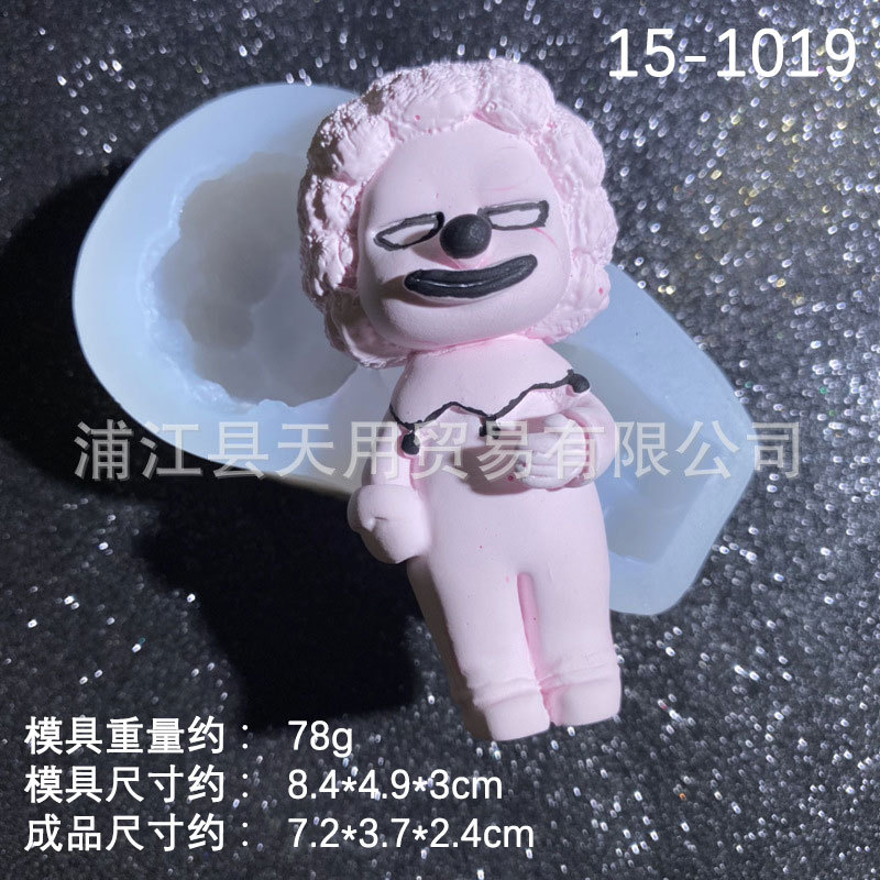 Navidad payaso de silicona molde dibujos animados personaje fondant coche clip salida aire aromaterapia yeso DIY