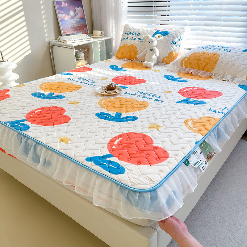 Summer silk mat, set, sheet, 3 piece set, washable