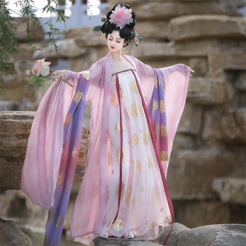 Zhī Yǔ Táng Original Hanfu for Women【Elegant Beauty】New Qi Xiong Ruqun and Large Sleeve Shirt Spring/Summer Set in Tang Style