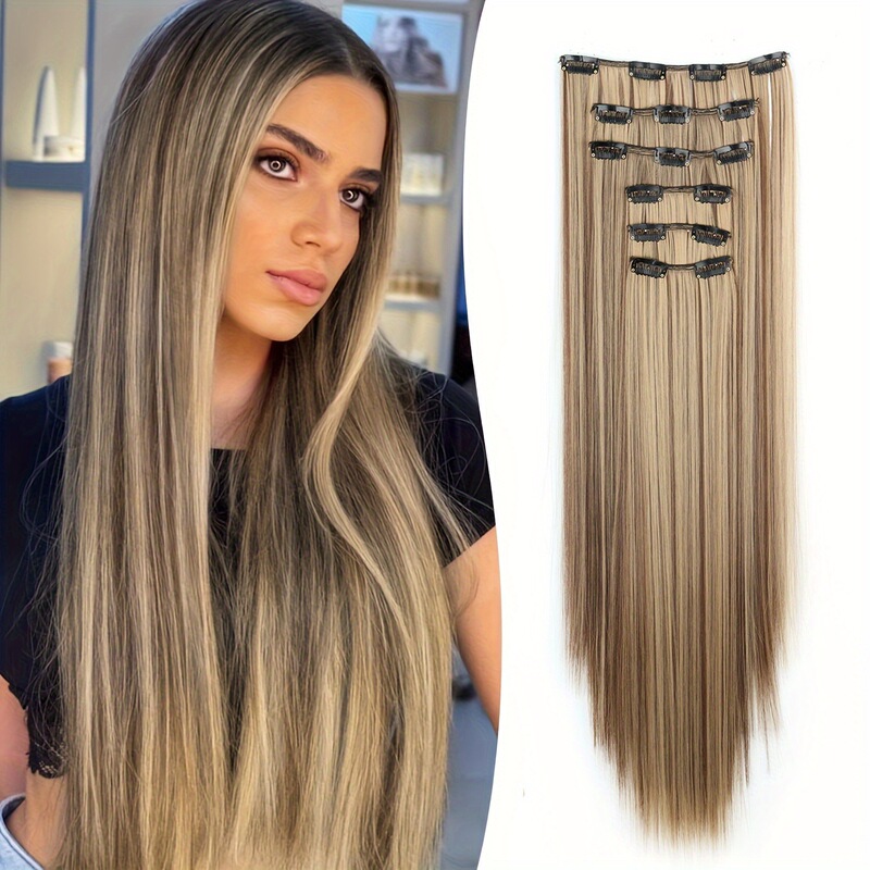 Fashion long straight hair wig piece high temperature resistant hair extension wig hair extension suitable for daily wear to increase hair volume
