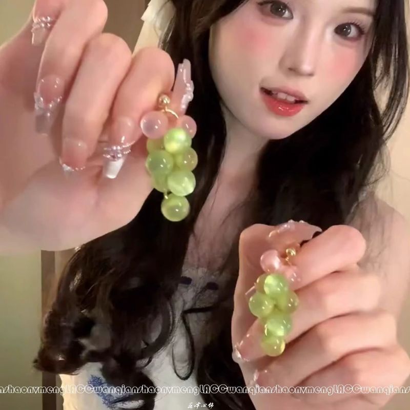 清透夏日~葡萄耳饰2025新款爆款独特漂亮耳环清透感水果小众耳饰|undefined