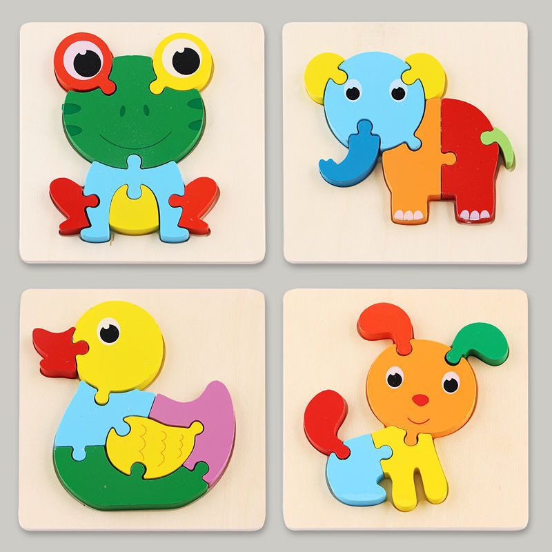 Rompecabezas para niños desarrollo de inteligencia educación temprana 3D de madera tridimensional bebé 1-2 años medio niños y niñas 6 juguetes educativos