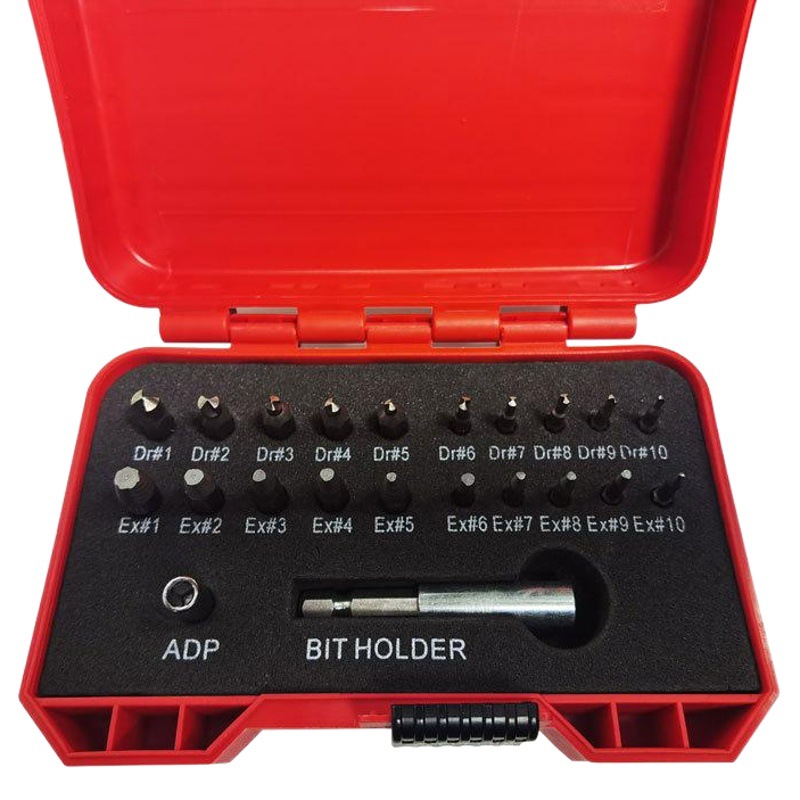 Transfronteriza 22 Unid caja de plástico Extractor de tornillos S2 slide tornillo herramienta de eliminación traje broca