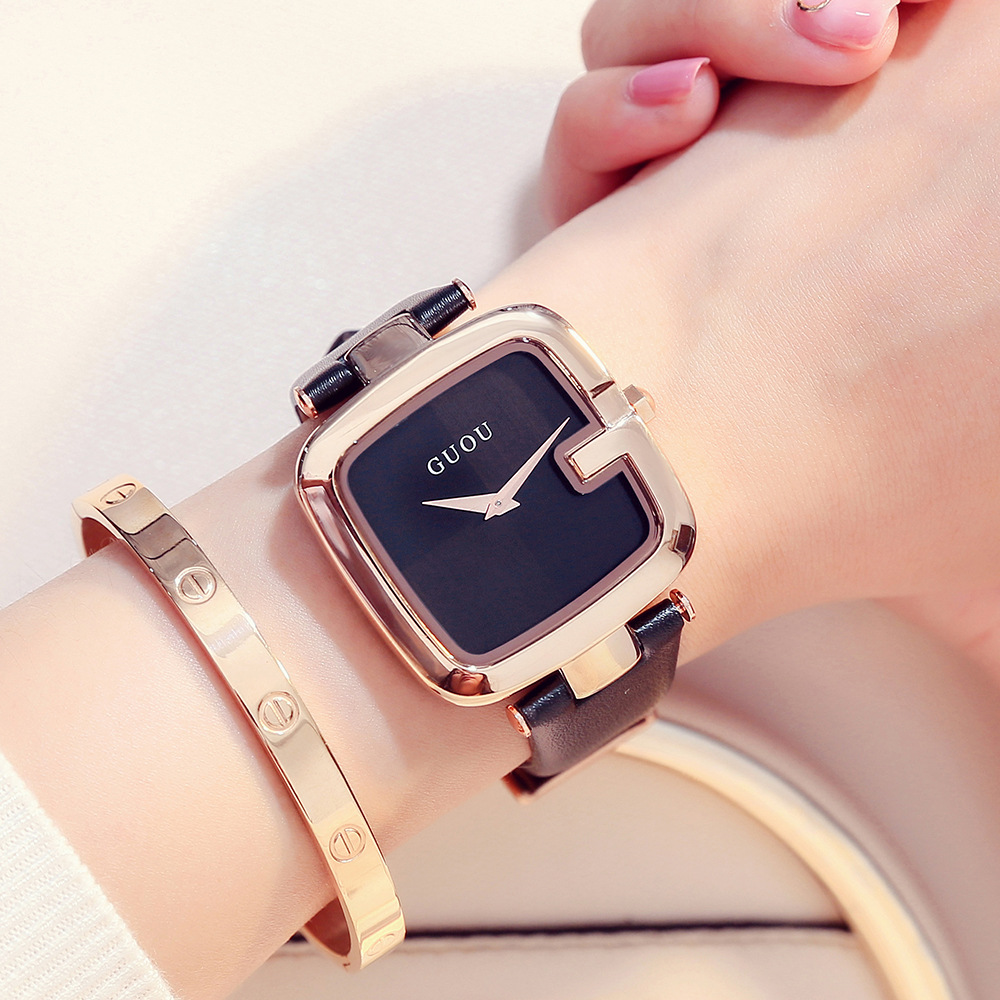 Hong Kong GUOU Watch Women's Trendy Personalized Women's Watch Temperament Entry Luxury Internet Celebrity Watch Women's Square Watch