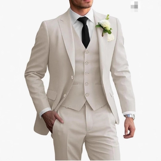 Cross-Border Export Men's Suit Wedding Groom Casual Business Party Prom 3-Piece Men's Suit Dress