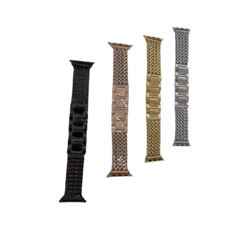 Adecuado para Apple Watch iwatch 1-7 generación nueva cadena de cuatro filas tejida en forma de corazón correa de metal de acero inoxidable