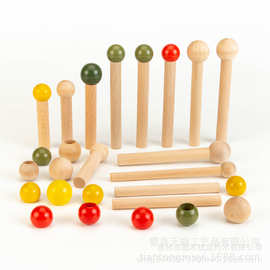 实木火柴棒墙上洞洞板配件圆木棒挂钩圆头火柴棍圆孔棒木棍洞洞板