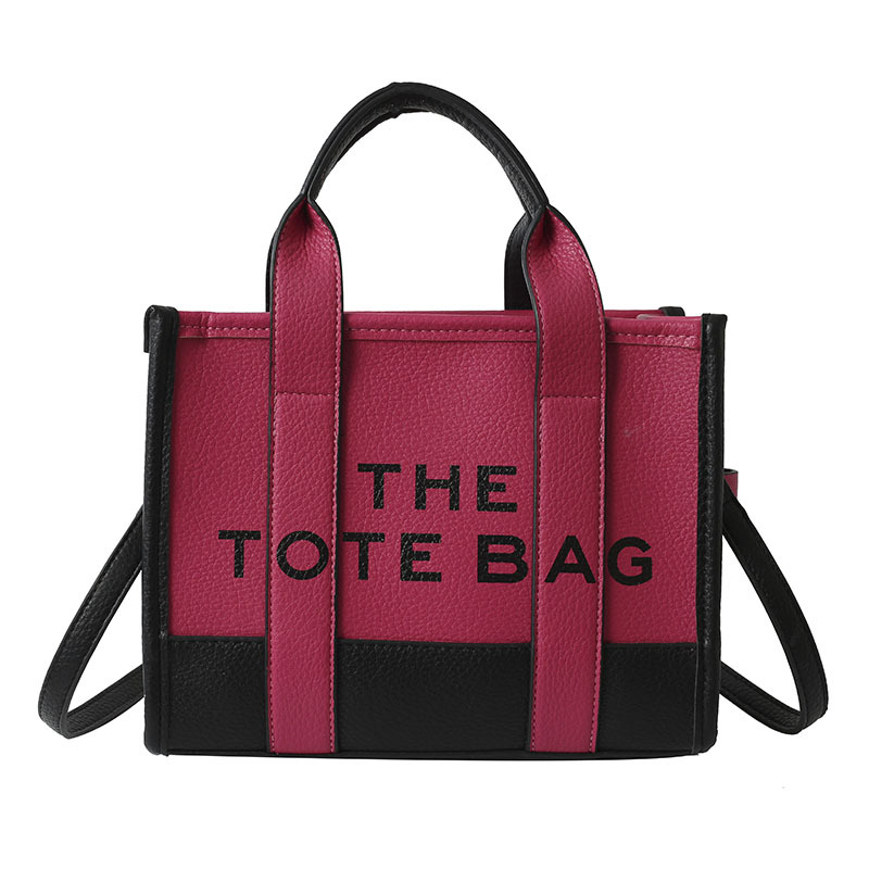 Bolso tote de comercio exterior para mujer 2023, nuevo bolso de mano moderno europeo y americano, bolso bandolera con estampado de letras y bloques de color.