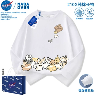Лонгслив для детей NASA из хлопка 100% с принтом кота весна-осень