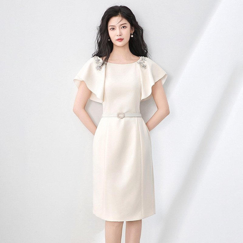 Đầm suông nữ midi mùa hè tay ngắn cổ tròn — 2506905 - Đỏ chi tiết 4