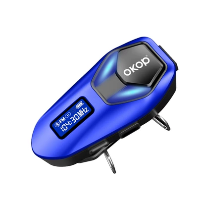 293 Cross-Border New Model Helmet Bluetooth Headset for Riders, Waterproof, Dustproof, Noise Reduction, Intercom, Digital Display, Rgb Lighting (Motorcycle Helmet Headset) - blue