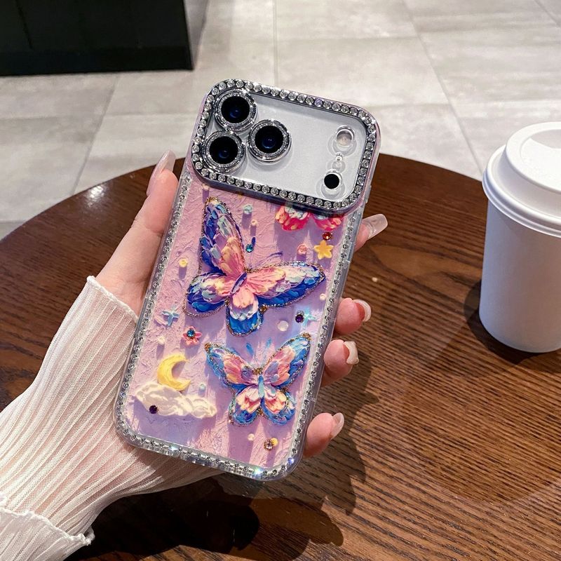 彩色蝴蝶适用iPhone17promax手机壳16pro水钻星星蓝光14/13全包女|undefined