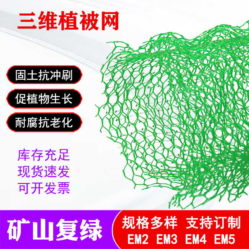 矿山复绿网河道治理山体护坡稳固柔韧透气透水绿化HDPE三维植被网