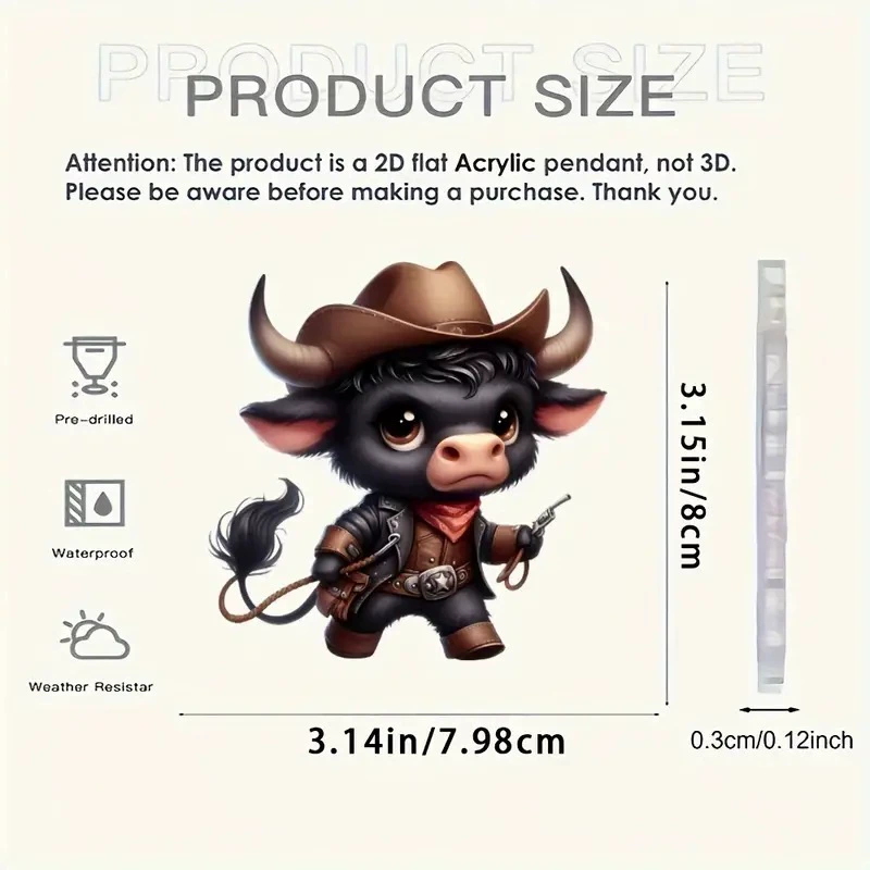 Креативная милая ковбойская шляпа теленка акрилная подвеска трансграничная новая плоская автомобильная подвеска домашний подвеска