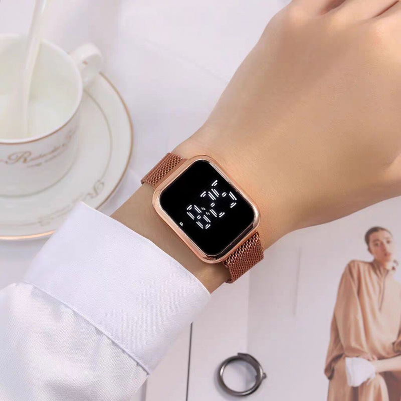 Nuevo reloj multifuncional de tecnología negra tendencia de moda versátil simple tacto magnetismo reloj de pulsera adolescente para hombres y mujeres