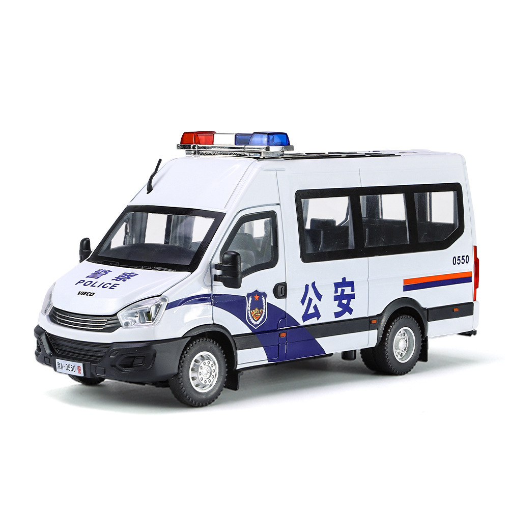 Weili aleación coche modelo 1:24 Iveco policía coche Tire hacia atrás iluminación efecto de sonido juguete coche modelo decoración colección