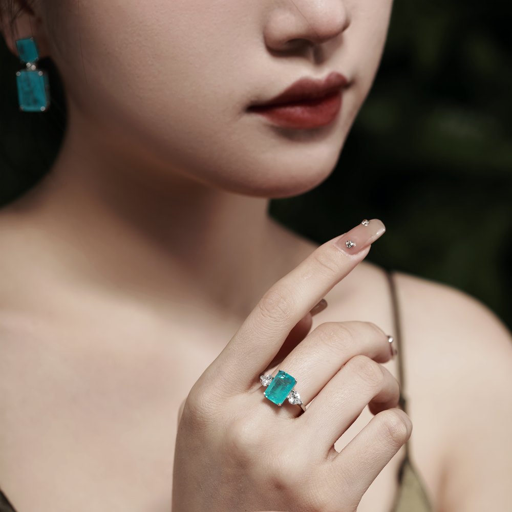 Fashion Square Water Droplets Heart Shape Sterling Silver Plating Zircon Rings display picture 5