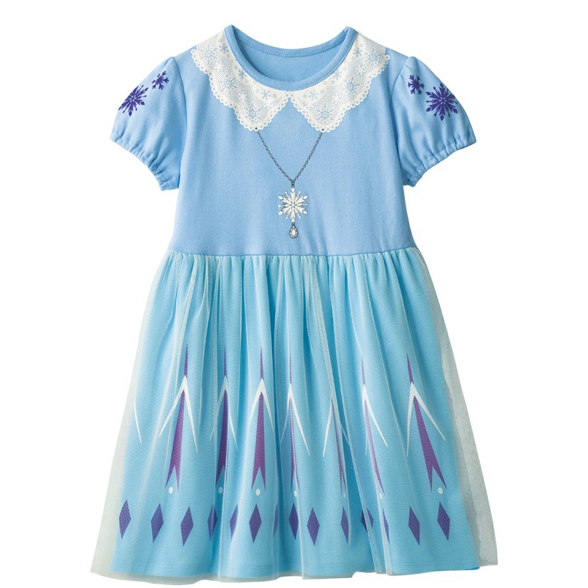 Vestido de niña de verano vestido de princesa de niña media manga falda de malla de algodón vestido de dama delgada japonesa 1-8 años de edad