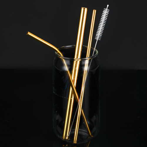 304 stainless steel straw anti-wrinkle milk tea beverage coffee color drinking straw metal straight straw set wholesale manufacturer