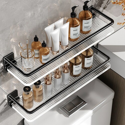 Bathroom shelf, toilet room, washroom, acrylic face wash, washbasin, washroom supplies storage gun, ash grey, no drilling required