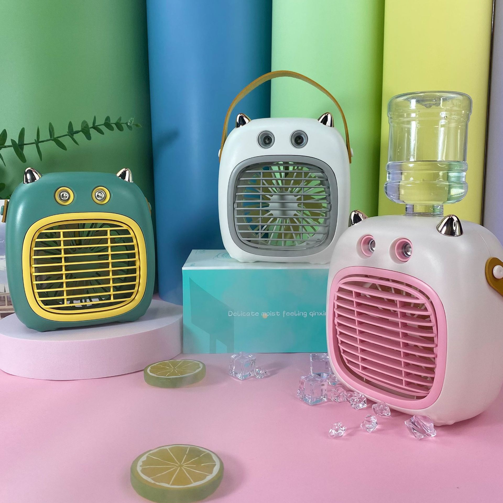 桌面USB充電新款小空調兩用辦公室電風扇 家用雙噴霧加濕補水風扇