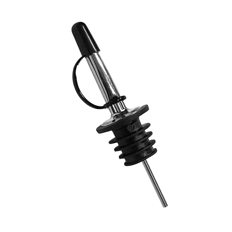 Vertedor de vino de acero inoxidable FCM con tapón de vino negro, tapa negra pequeña, vertedor de vino con tapa, tapón para botella de vino.