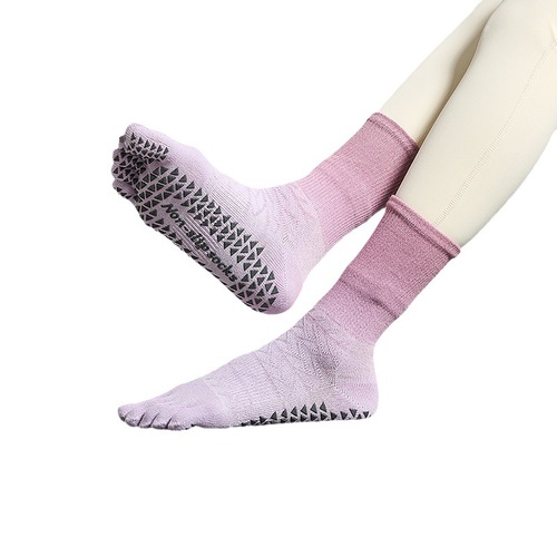 New Mid-Calf Diamond Mesh Summer Yoga Socks Anti-Slip Professional Women's Five-Finger Socks Pilates Socks Wholesale