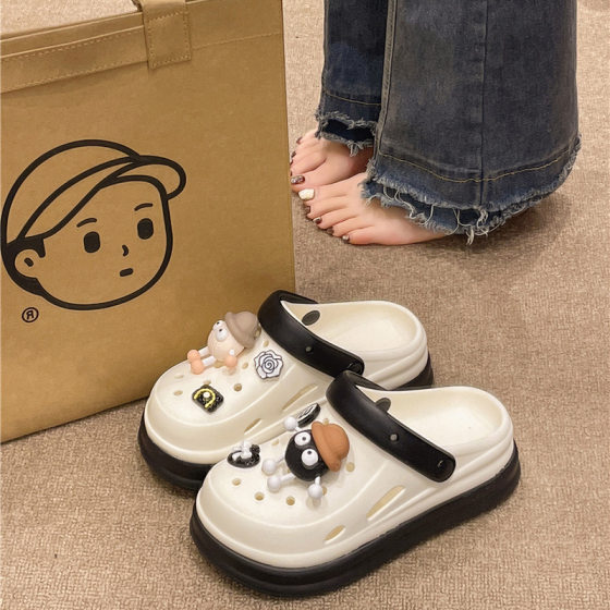 2025 New Summer Women's Clogs Eva Thick-Soled Beach Sandals with Poop Feeling on the Beach and Cute Briquette Sandals