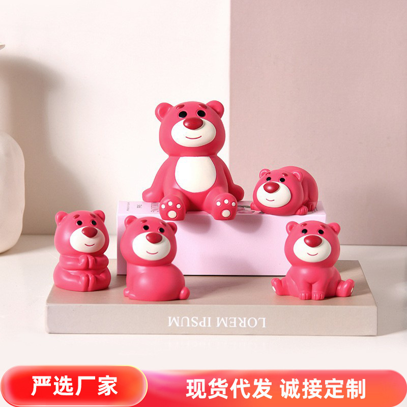 Strawberry bear mobile phone stand creative small ornaments Office…