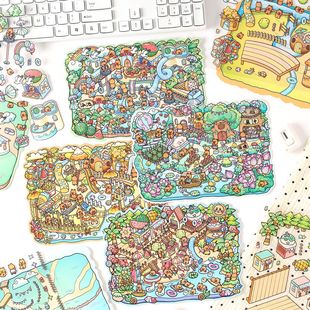 Yuezhen Kapiqua Summer Creative Stickers Children's Stickers Cross-Border Stickers 3D Three-Dimensional Stickers Landscaping Stickers Large Size