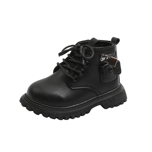 Girls' Shoes Children's Leather Boots 2024 New Boys' Spring and Autumn Patent Leather Boots Fashionable Martin Short Boots