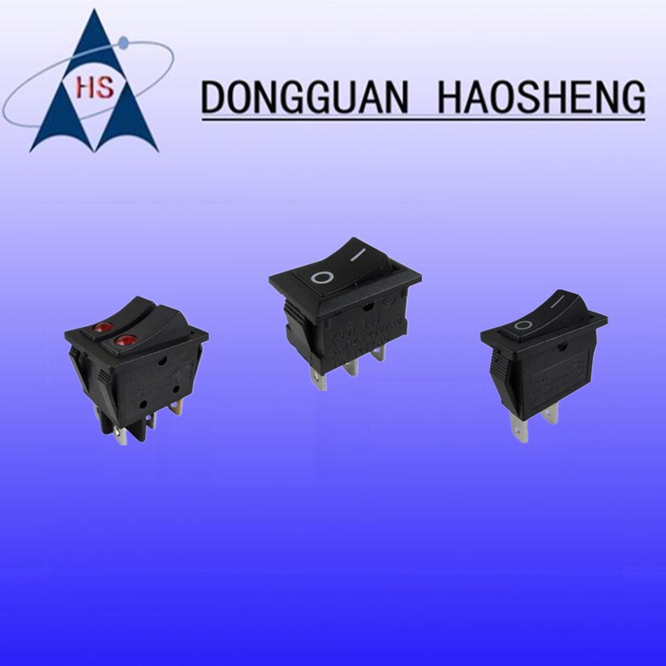 【开关工厂】现货KCD4-4P铜脚船型开关 防水电源带灯翘板开关