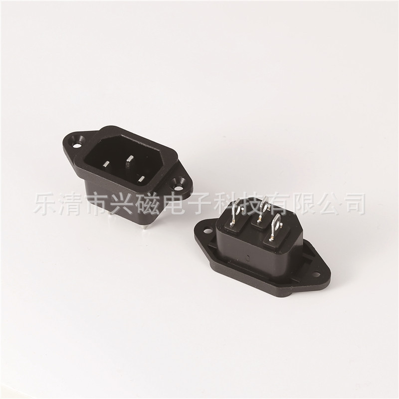 AC电源插座品字带耳朵电瓶车台式机箱公座XC-201实芯铜DB-14