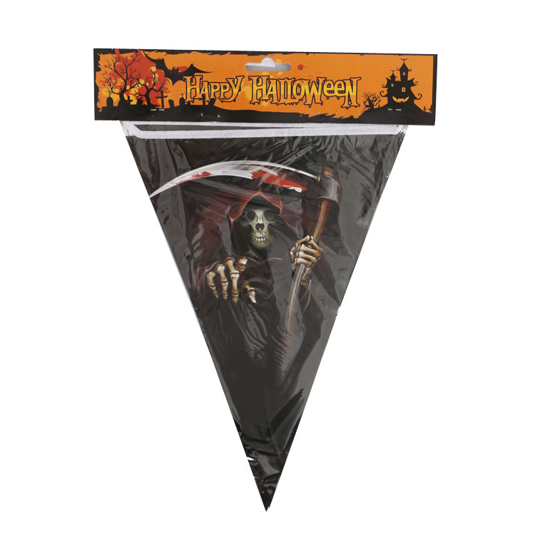 10 cuerdas de doble cara impresión de papel de Halloween triángulo bandera KTV bar centro comercial decoración atmósfera tire bandera