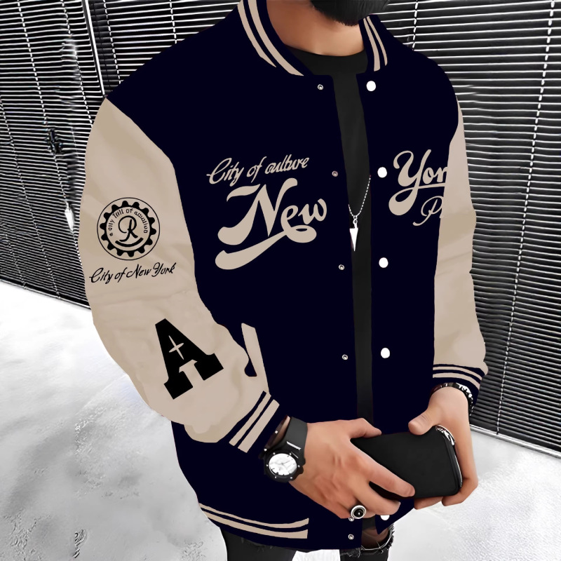 Y2K Cross-Border New High-End Version Unisex Baseball Jacket Street Fashion Outerwear 3D Digital Print