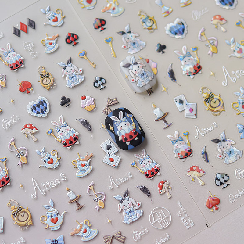 Alice Bunny Nail Art Stickers Tomoni Embossed Stereo 3D Red Heart Cute Nail Sticker Decorations Alice Bunny Nail Art Stickers Tomoni Embossed Stereo 3D Red Heart Cute Nail Sticker Decorations