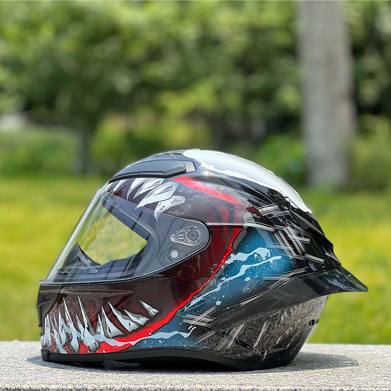 Motorcycle Helmet Personalized Snow House Style with Extended Spoiler