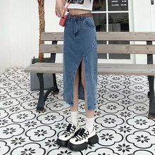 松紧腰牛仔半身裙女夏中长款设计感小众显瘦包臀a字设计感小众ins