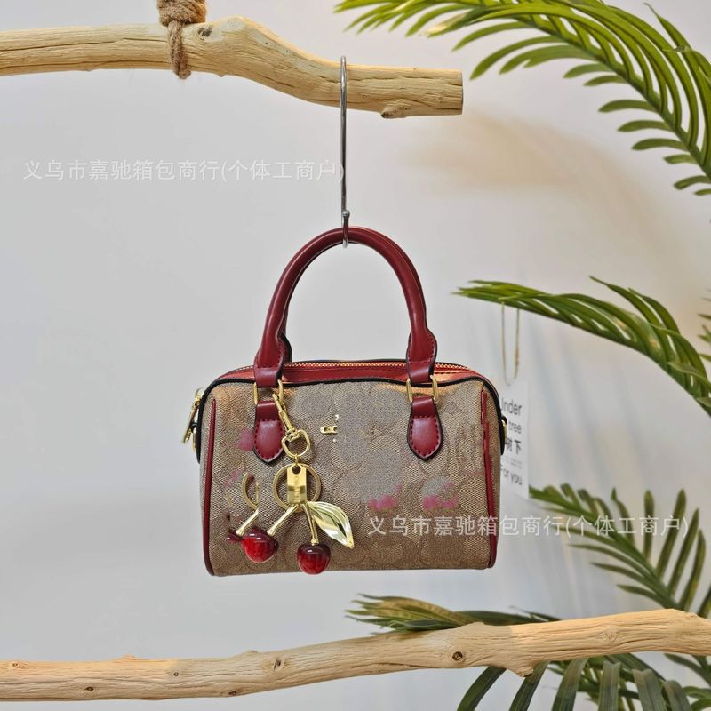 欧美时尚印花波士顿包包女2025新款复古老花手提枕头包单肩斜挎包|undefined
