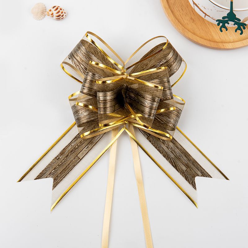 Transfronterizo 2023 Nuevo 50 gran patrón de tablero de madera clásica nieve hilo arco mano-Tirado flor decoración de Navidad guirnalda cinta