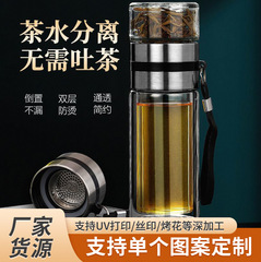 新しいお茶分離カップ高ホウ素シリコン泡カップ密封カップ携帯カップ断熱ビジネス男性二重防熱