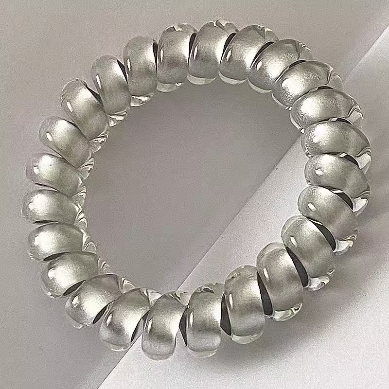 ミルク水玉模様の高弾性太い電話コードヘアバンドヘアアクセサリーゴムバンド耐久性があり、切れにくいヘアロープヘッドバンド|undefined