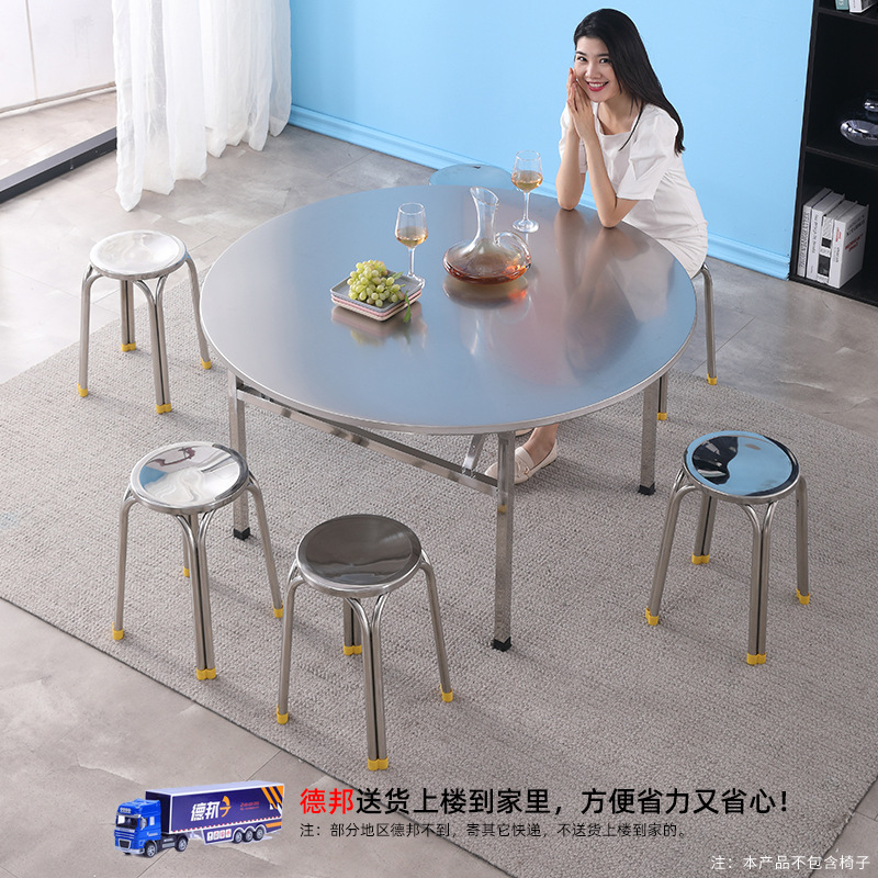 Stainless steel foldable table large round table storage dining…