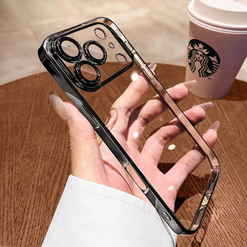 适用iPhone17手机壳透明电镀PC防摔苹果16ProMax全包镜头膜保护套|undefined