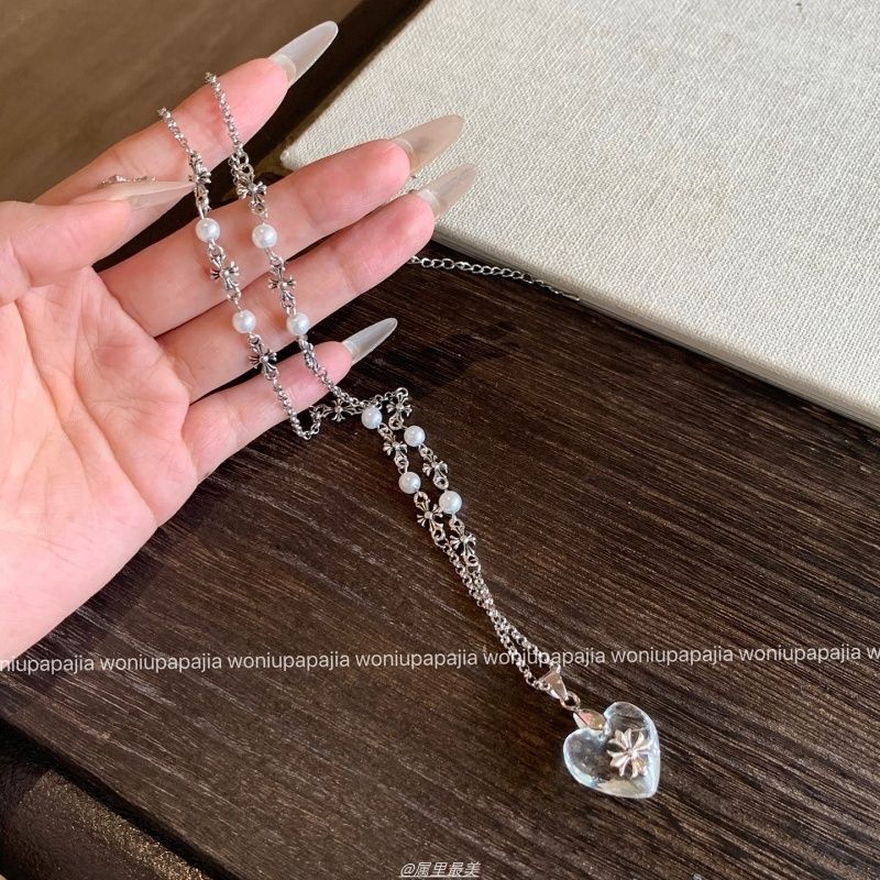 ins甜酷爱心吊坠项链女款小众设计长款个性毛衣链卫衣链挂脖配饰|undefined